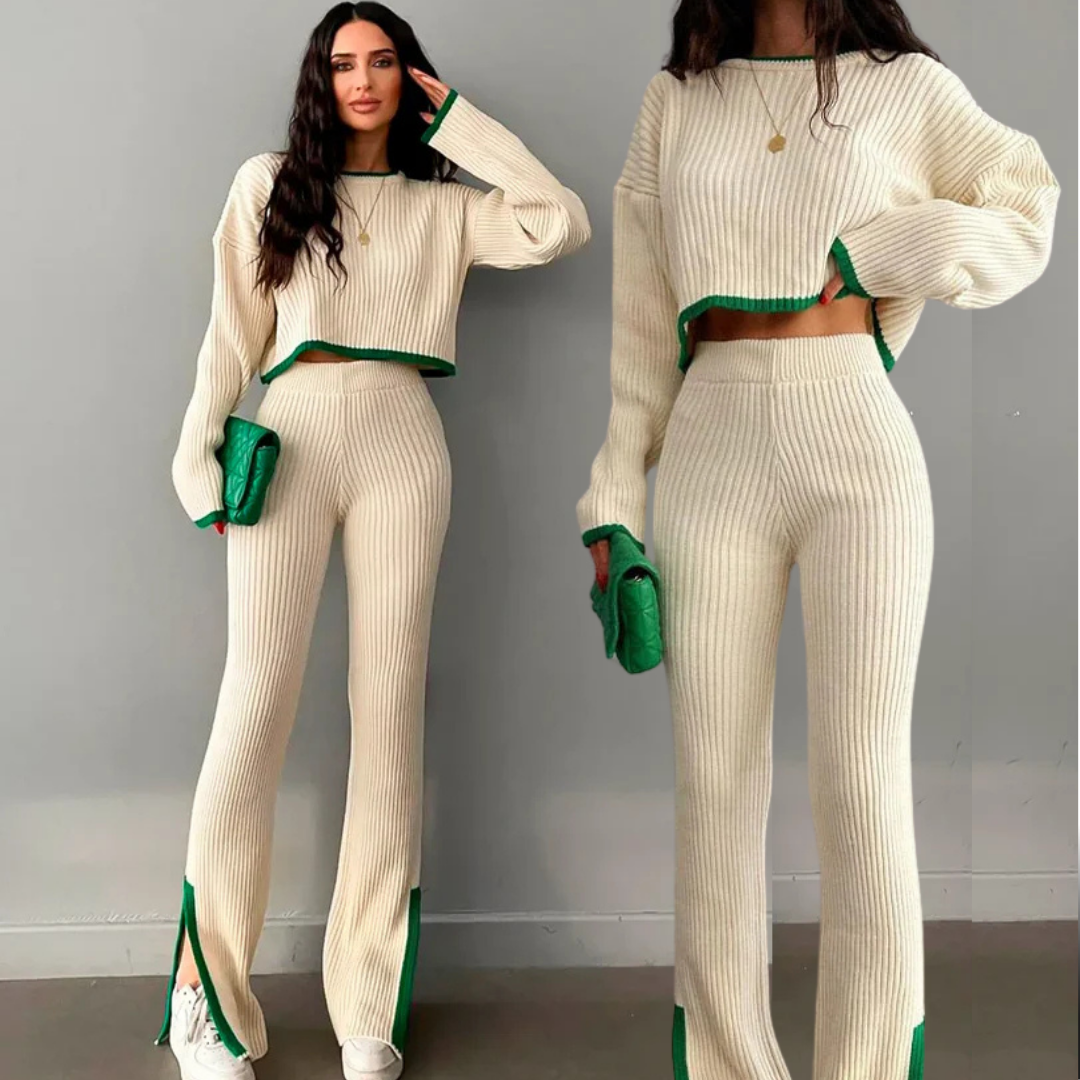 ace - Ribbed Cropped Knitwear Set