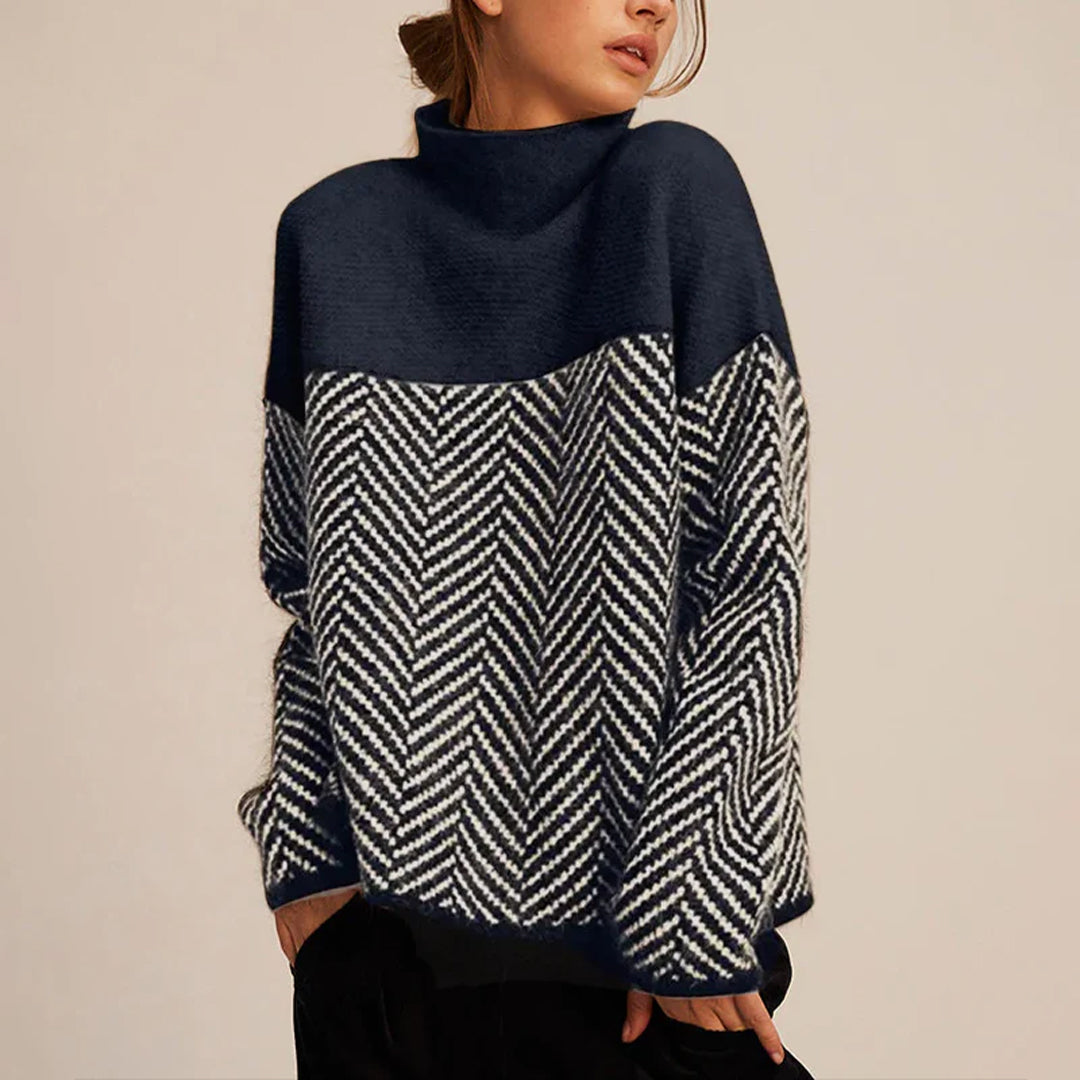 ace – Chevron Pattern Turtleneck Sweater