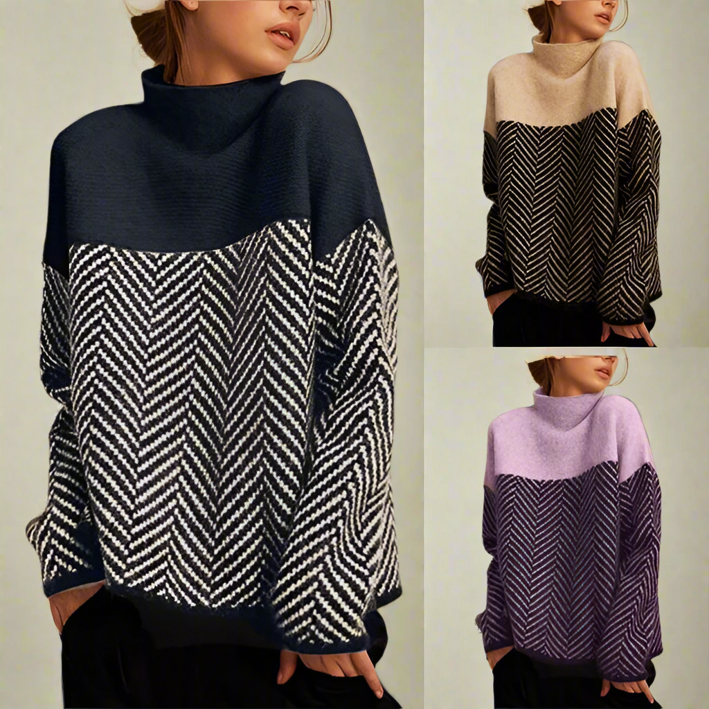 ace – Chevron Pattern Turtleneck Sweater