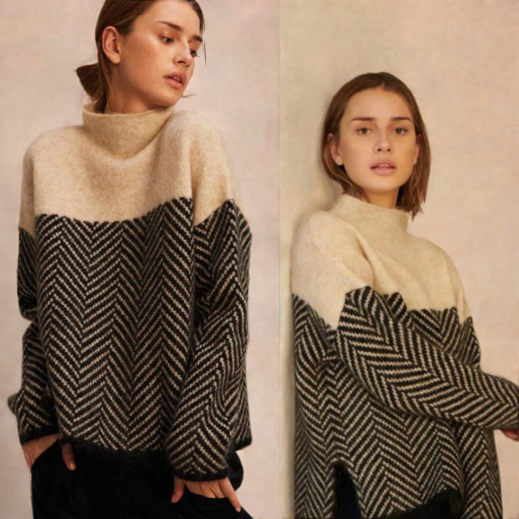 ace – Chevron Pattern Turtleneck Sweater