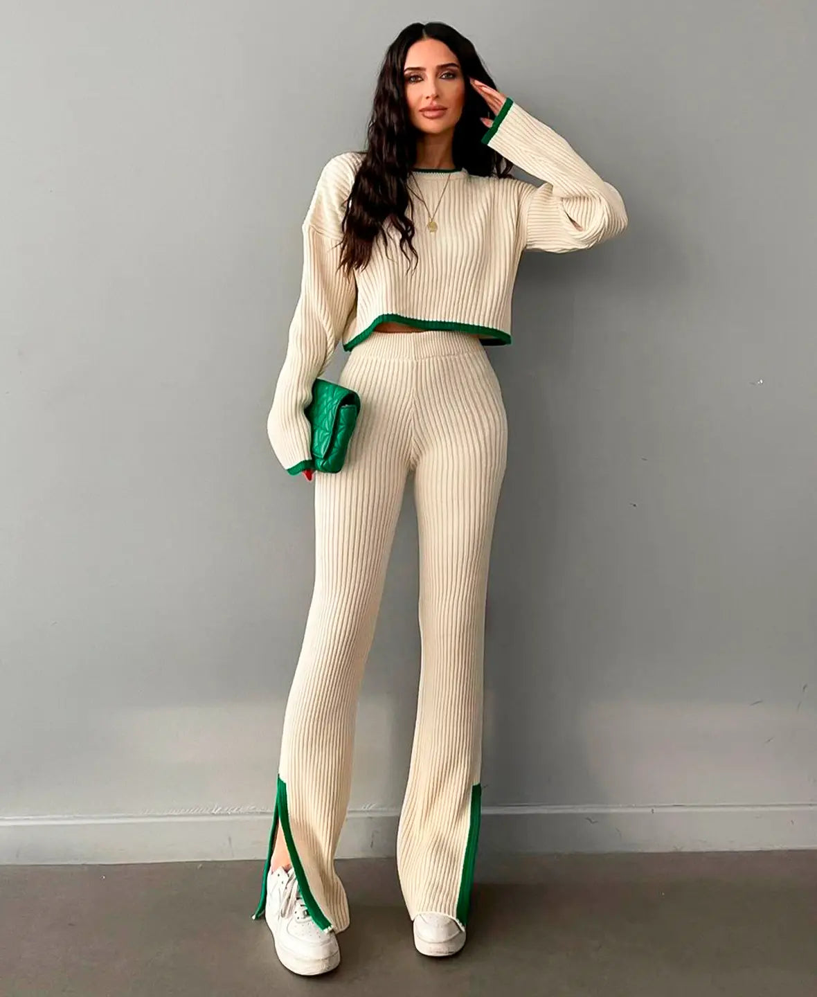 ace - Ribbed Cropped Knitwear Set