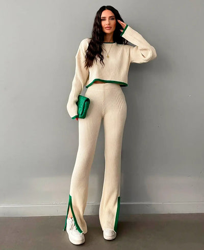 ace - Ribbed Cropped Knitwear Set