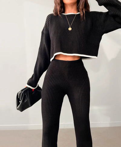 ace - Ribbed Cropped Knitwear Set