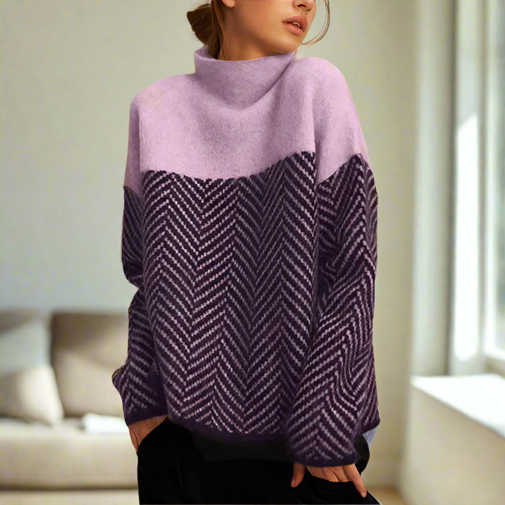 ace – Chevron Pattern Turtleneck Sweater