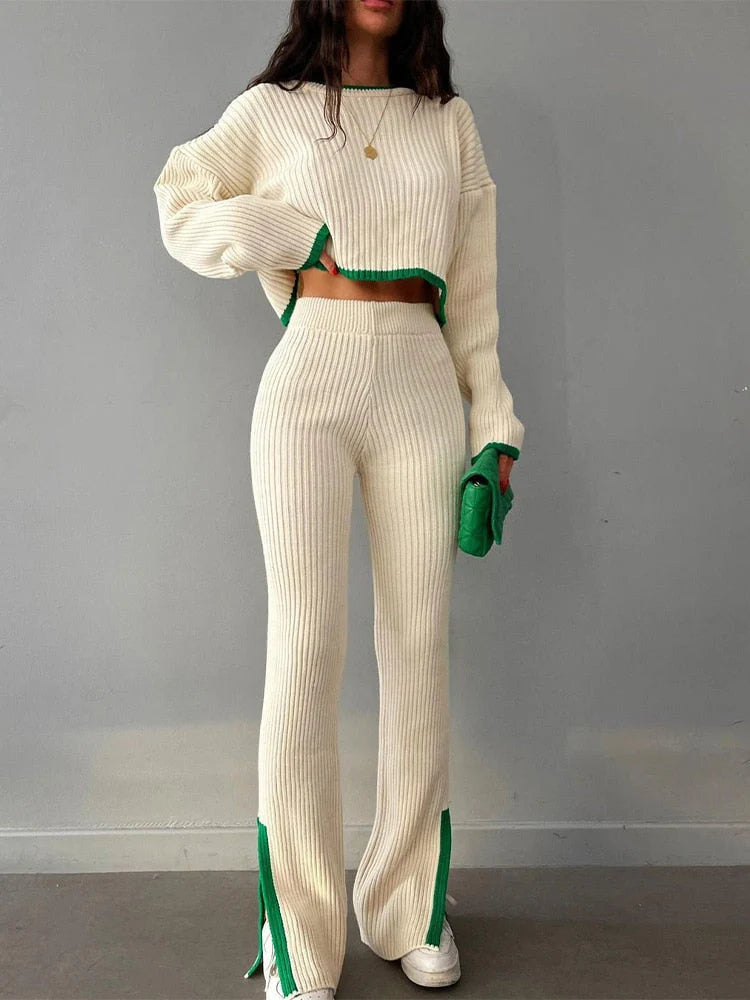 ace - Ribbed Cropped Knitwear Set